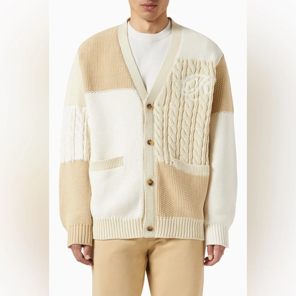 Kith Men’s Patchwork Durum Heavyweight Knit Old Money Cardigan In Neutral